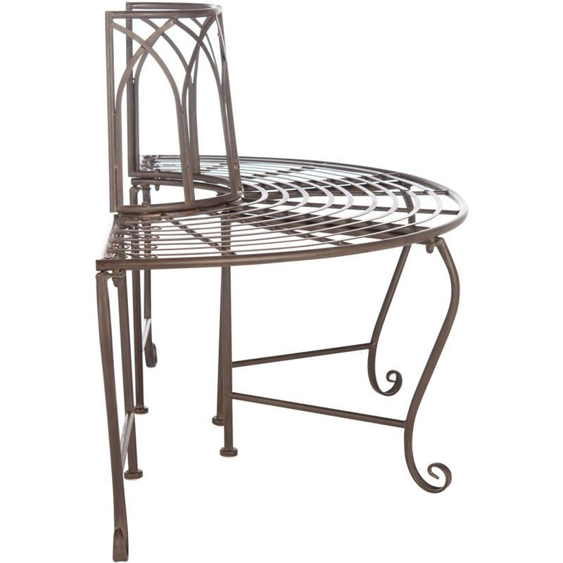 Abia Rustic Brown Wrought Iron Outdoor Tree Bench