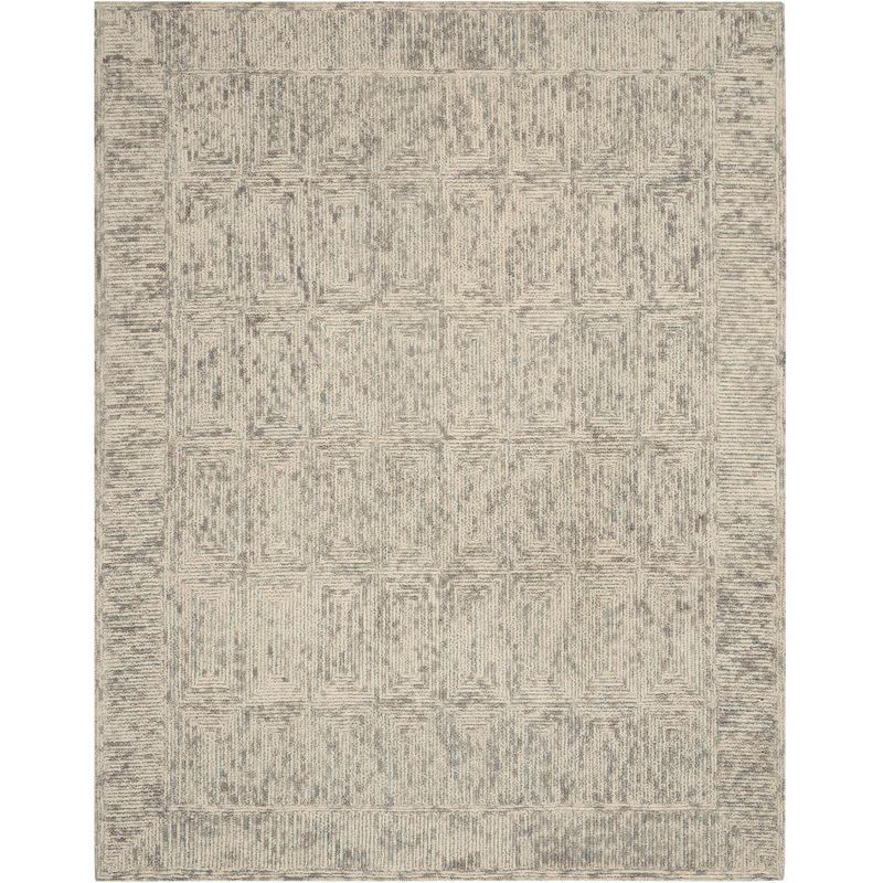 Ivory/Grey/Teal 8' x 10' Hand-Tufted Wool Rectangular Rug