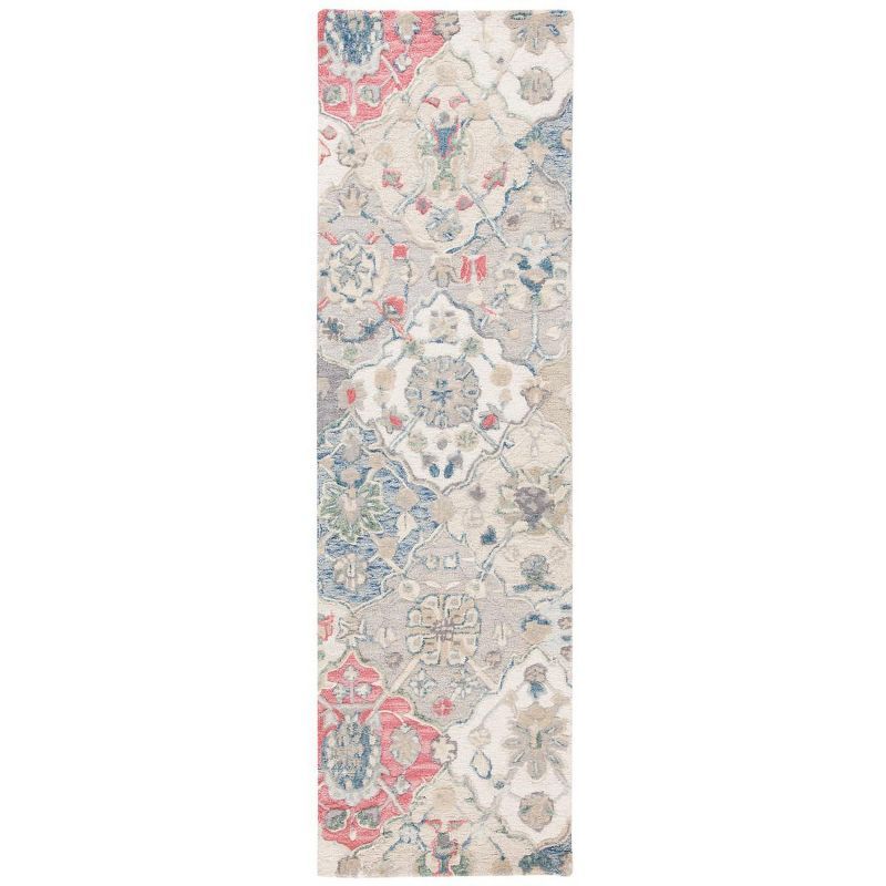 Hand-Tufted Ivory and Red Wool Runner Rug, 2'3" x 6'