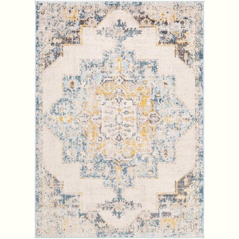 Sky Blue and Beige Synthetic Fur Hand-knotted 2' x 3' Rug