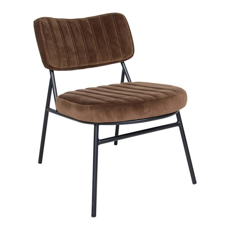 Elegant Mid-Century Modern Velvet Accent Chair in Coffee Brown