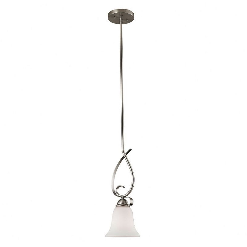 Brighton Brushed Nickel Mini Pendant with White Glass Shade