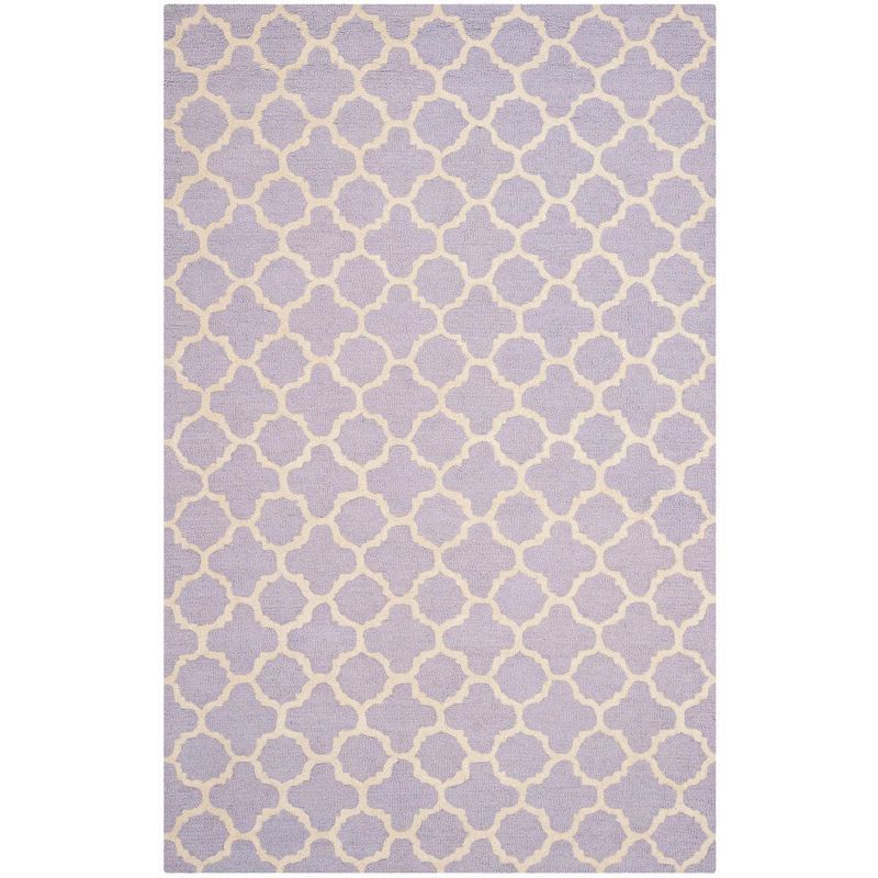 Ivory Hand-Tufted Wool Rectangular Area Rug, 5' x 8'