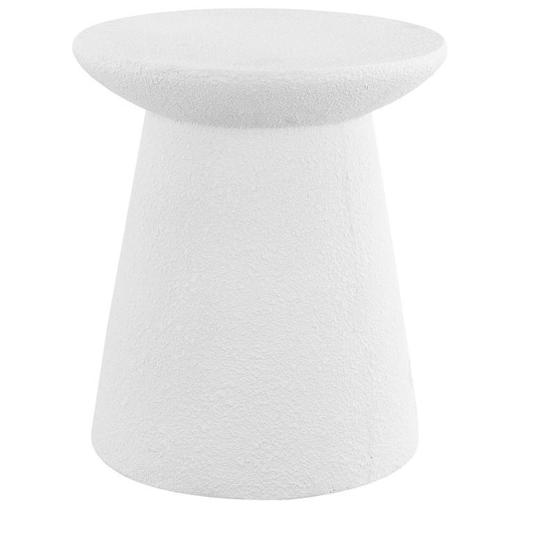 Hollie 18" White Frosted Minimalist Drum Accent Table