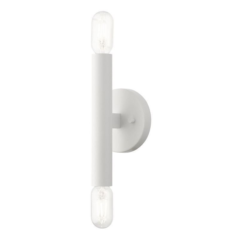 White Steel 2-Light Dimmable Wall Sconce