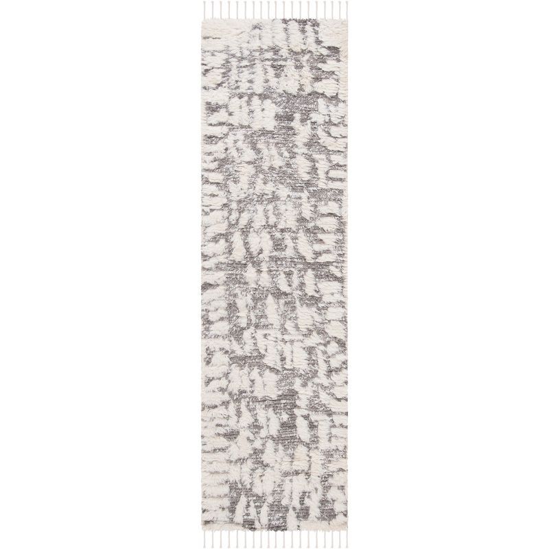 Ivory Plush Hand-Knotted Wool-Viscose Shag Rug