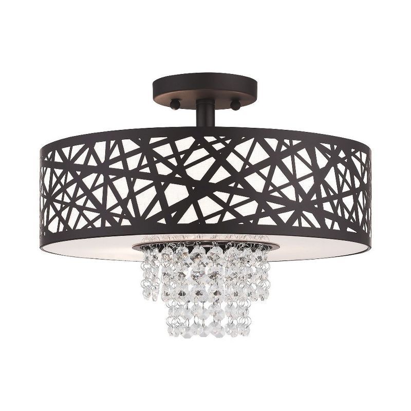 Allendale Bronze 3-Light Semi-Flush Mount with Crystal Accents