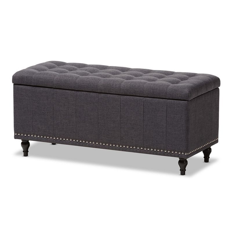 Kaylee Dark Gray Tufted Fabric Storage Ottoman Bench