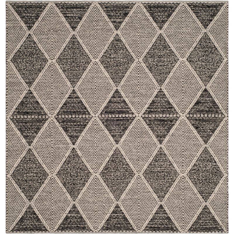 Montauk Black and Beige Handwoven Cotton Wool Area Rug