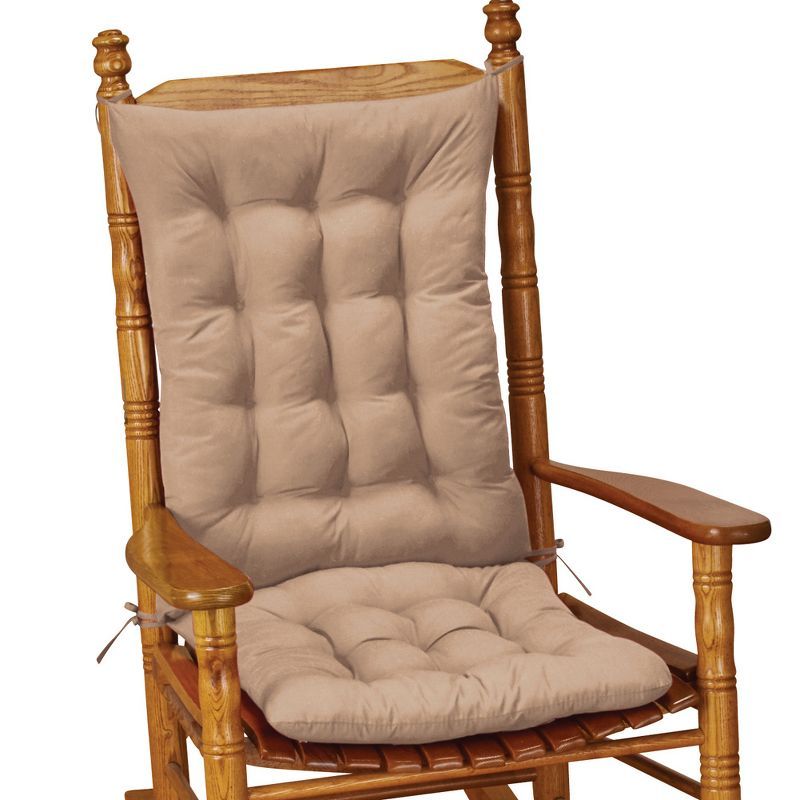 Beige Quilted Rocking Chair Cushion Set with Cotton and Polyester