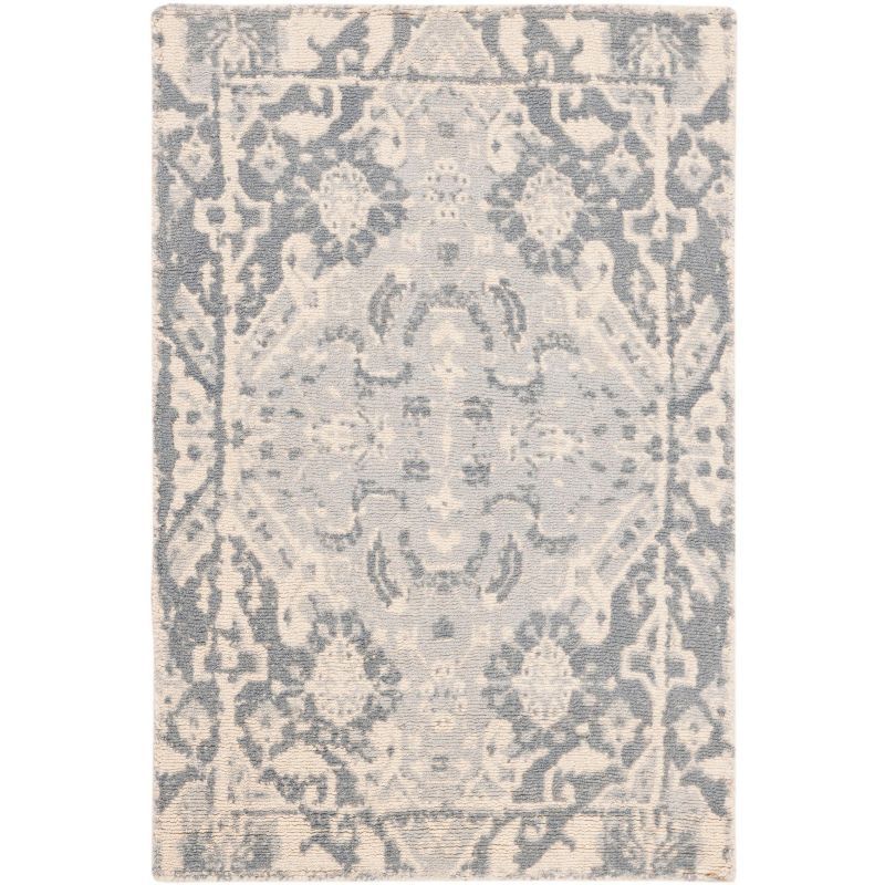 Hand-Tufted Charcoal and Ivory Wool Area Rug, 2' x 3'