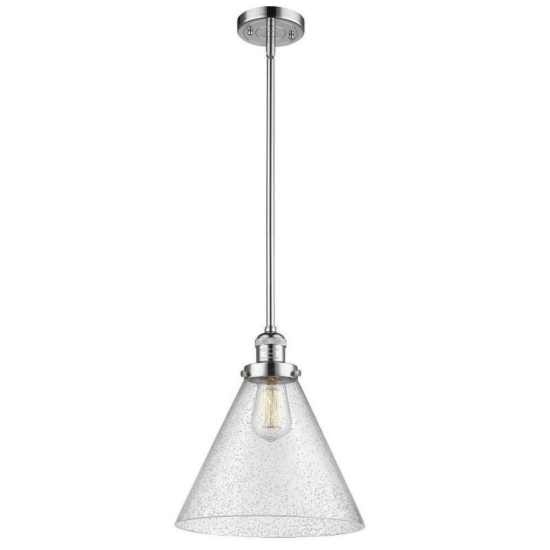 Polished Chrome Mini Pendant Light with Seeded Glass Shade