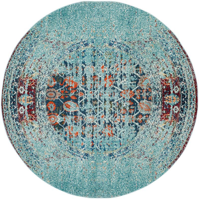 Boho-Chic Monaco Distressed Blue & Multi 5' Round Area Rug