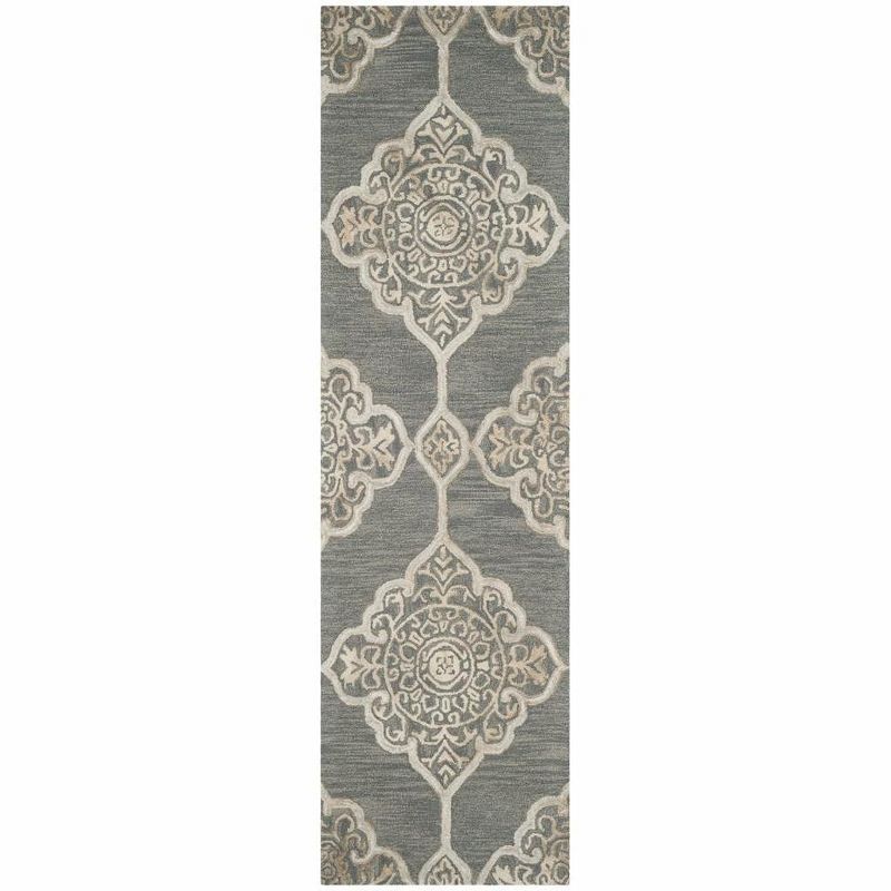 Slate & Beige Hand-Tufted Woolen Silk Blend Area Rug