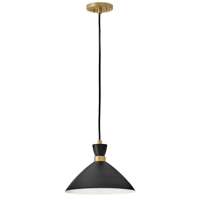 Matte Black & Heritage Brass LED Bowl Pendant Light