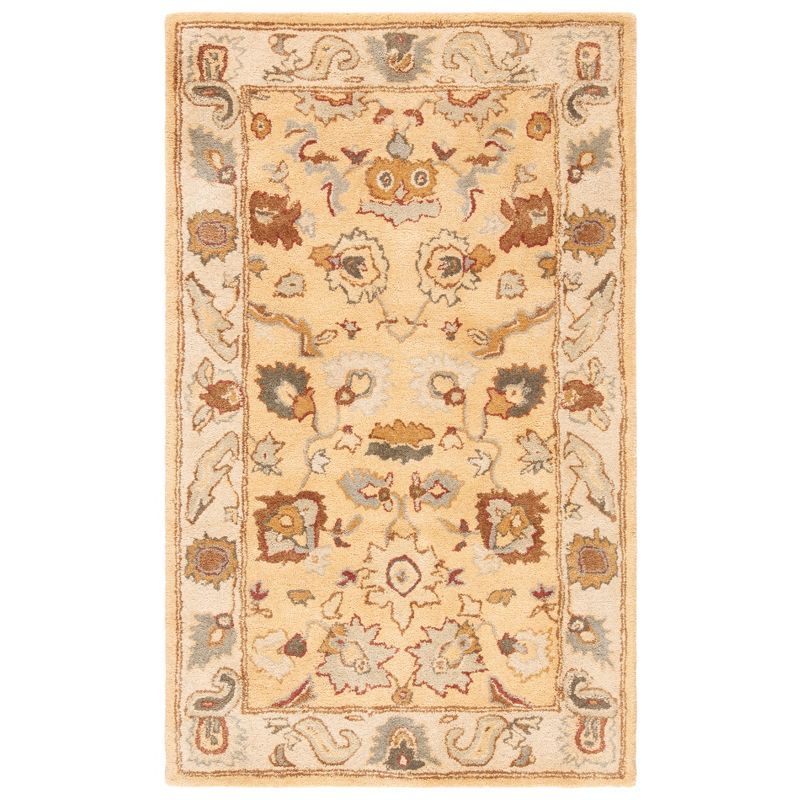 Taupe and Ivory Hand-Tufted Wool 4' x 6' Area Rug