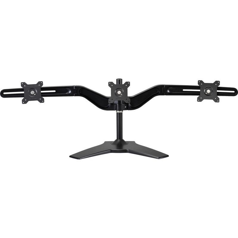 Black Steel and Aluminum Triple Monitor Desktop Stand