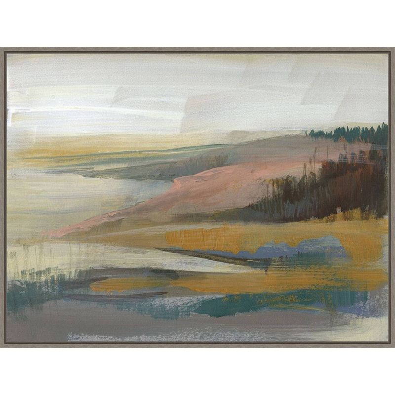 Northwest Cove II Gray and Pink Landscape Canvas with Float Frame