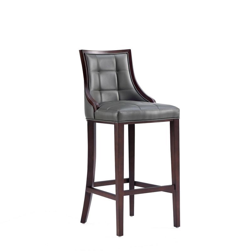 Elegant Pebble Grey Faux Leather Upholstered Barstool