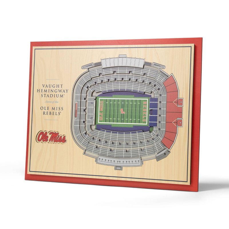 Ole Miss Rebels 3D Stadium Wall Art with Wood Frame