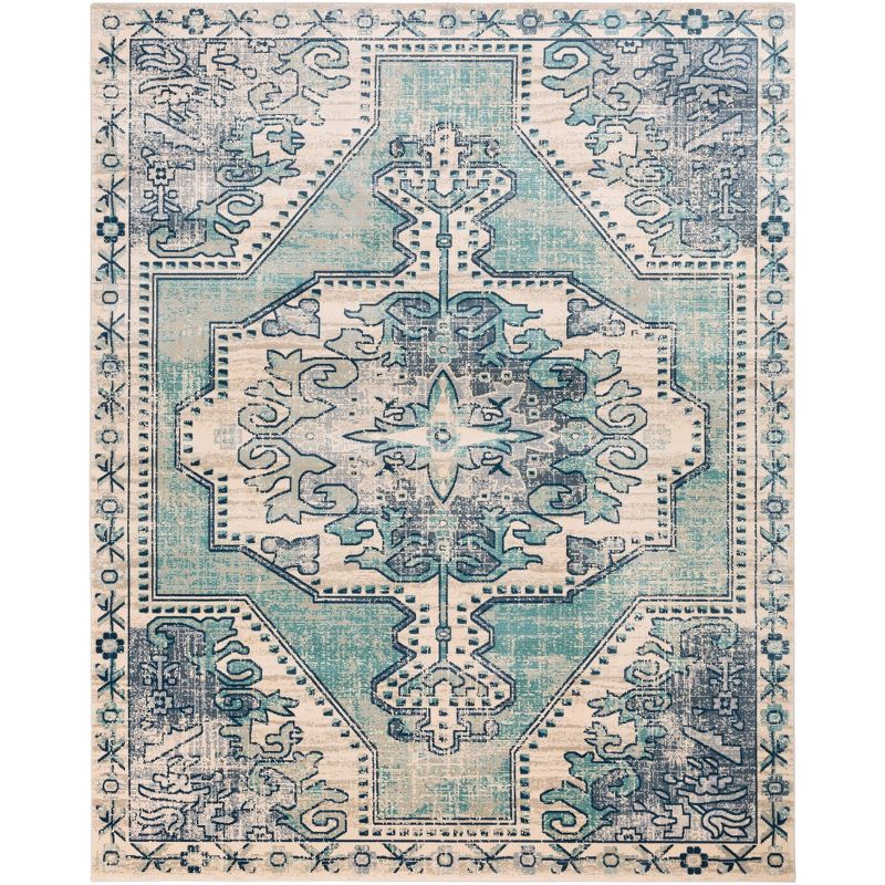 Rectangular Gray Stain-Resistant Synthetic Area Rug