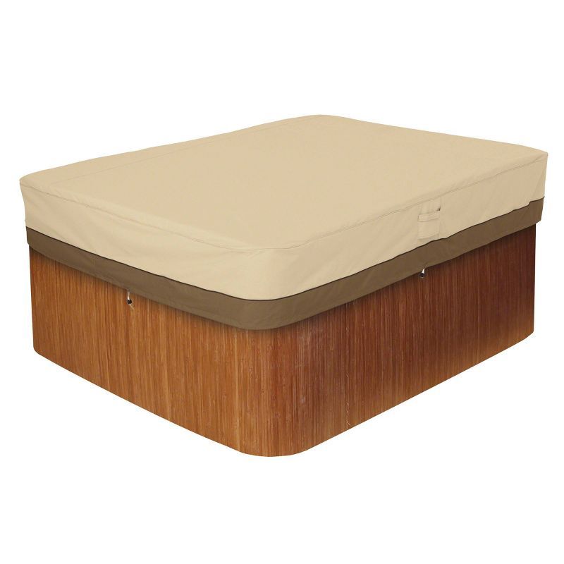 Veranda Beige and Brown Water-Resistant 82" Rectangular Hot Tub Cover