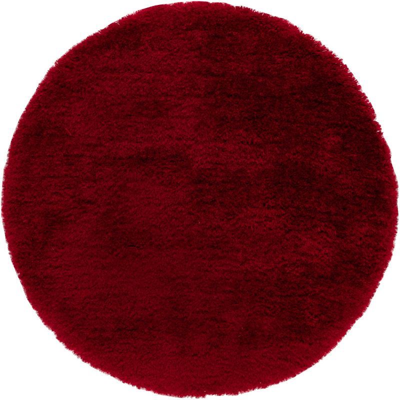 Luxe Red Hand-Tufted Round Shag Area Rug, 8' x 8'