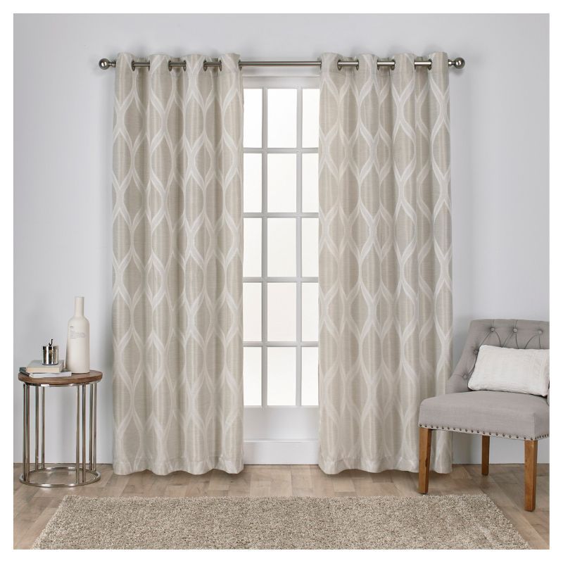 Montrose Linen Geometric Room-Darkening Grommet Curtain Panels, 54" x 84"