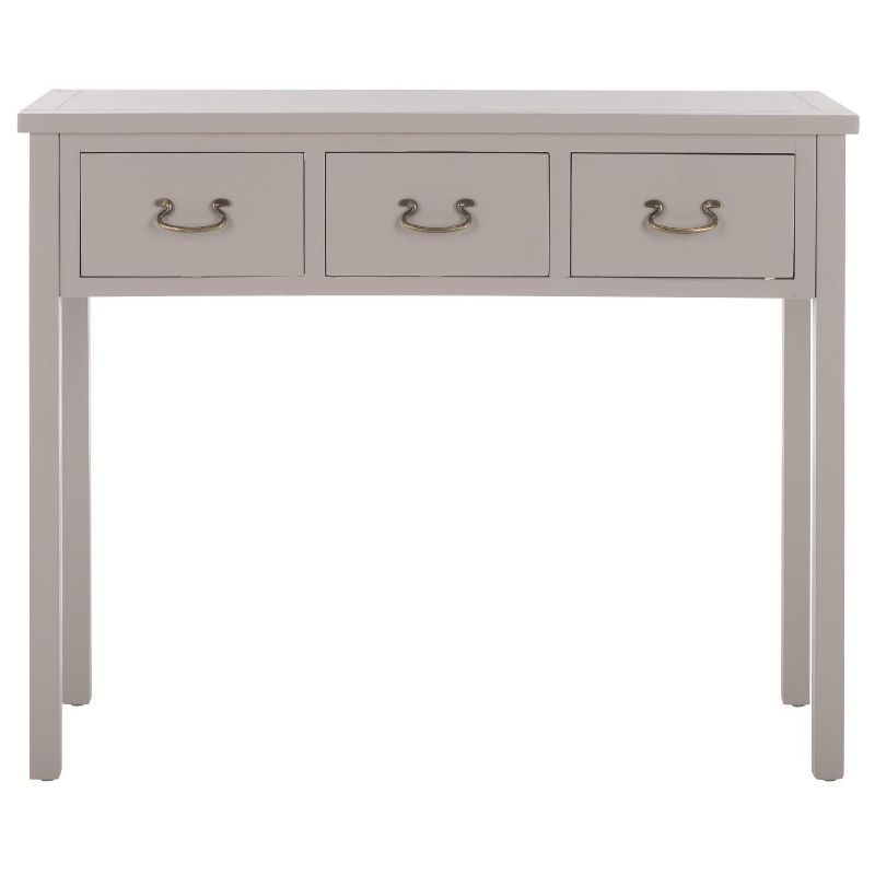 Transitional Gray Wood and Metal Console Table with 3 Drawers