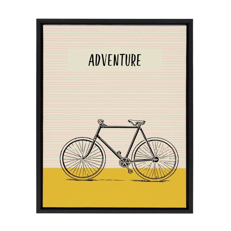 Yellow Adventure Bike Print on Canvas with Black Frame