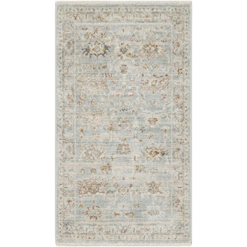 Light Blue Rectangular Synthetic Persian Area Rug 2'6" x 4'6"