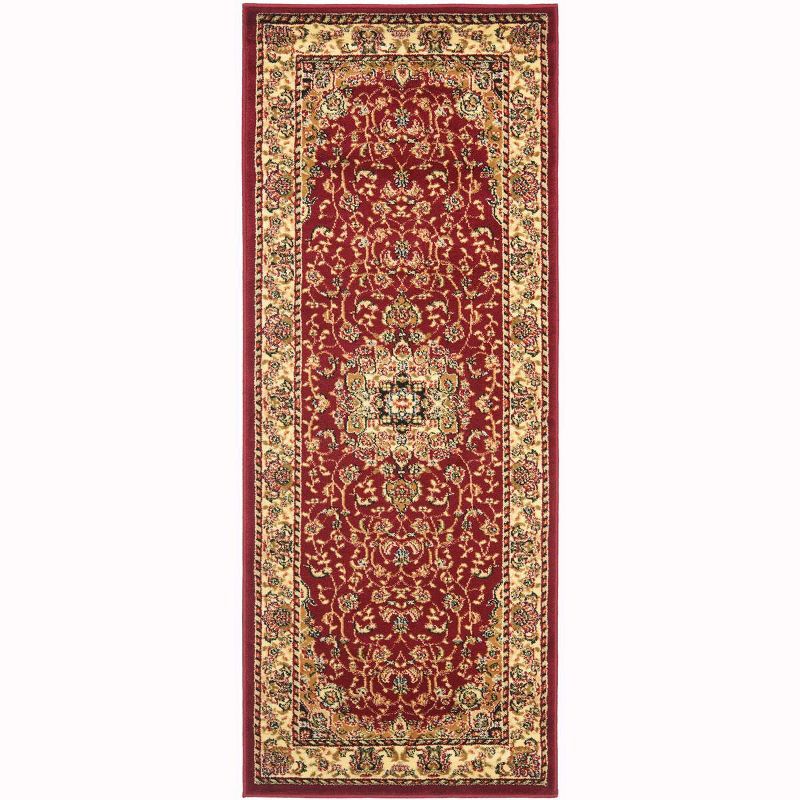 Red and Ivory Floral Safavid Style Circular Area Rug