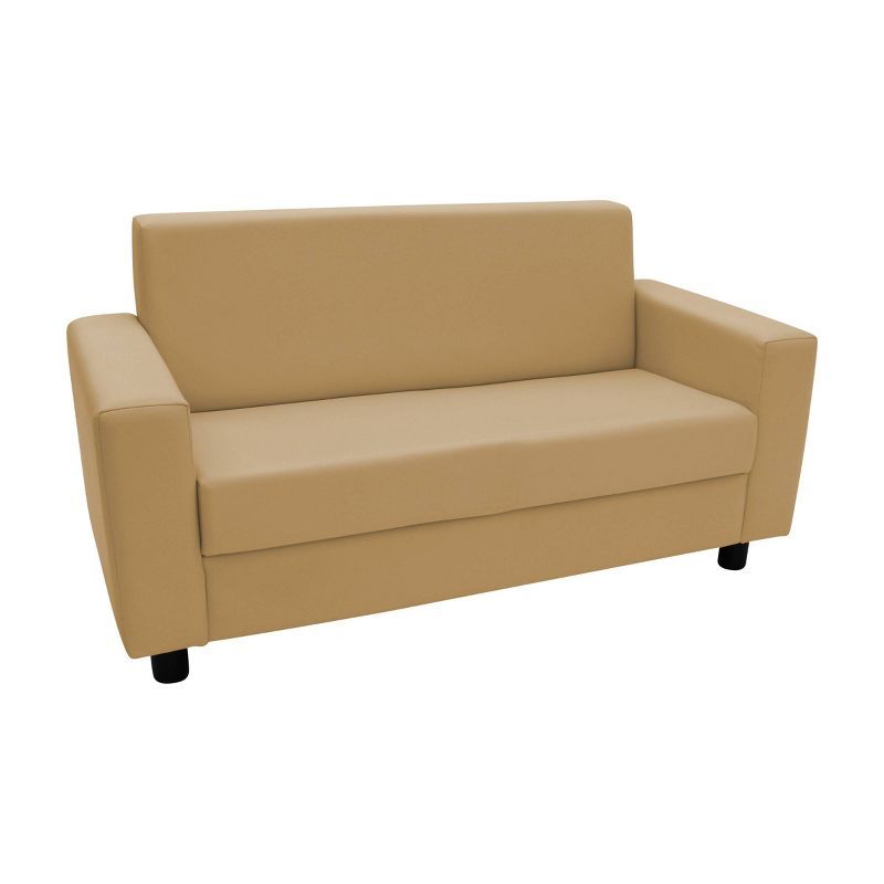 Sand Vegan Leather Kids' Classic Sofa with Wood Frame