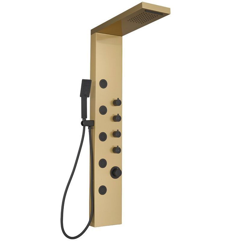 Gold and Black Stainless Steel 5-Jet Rainfall Shower Panel System