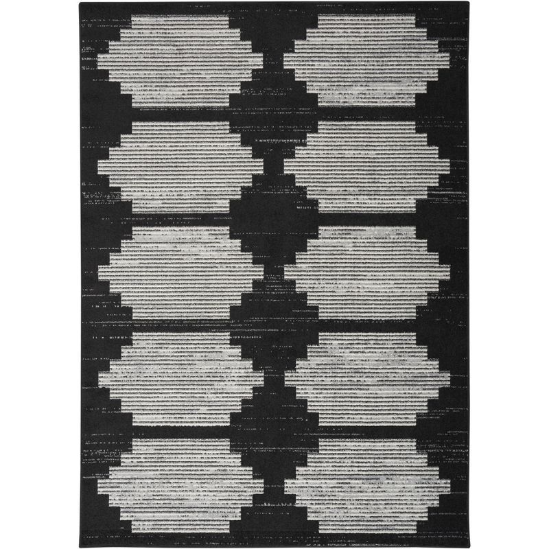 Geometric Bliss Black & Grey Synthetic 6' x 9' Area Rug