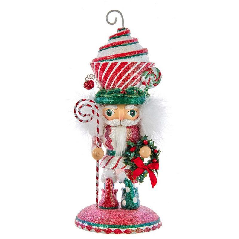 12-Inch Red and Green Glittered Cupcake Hat Nutcracker