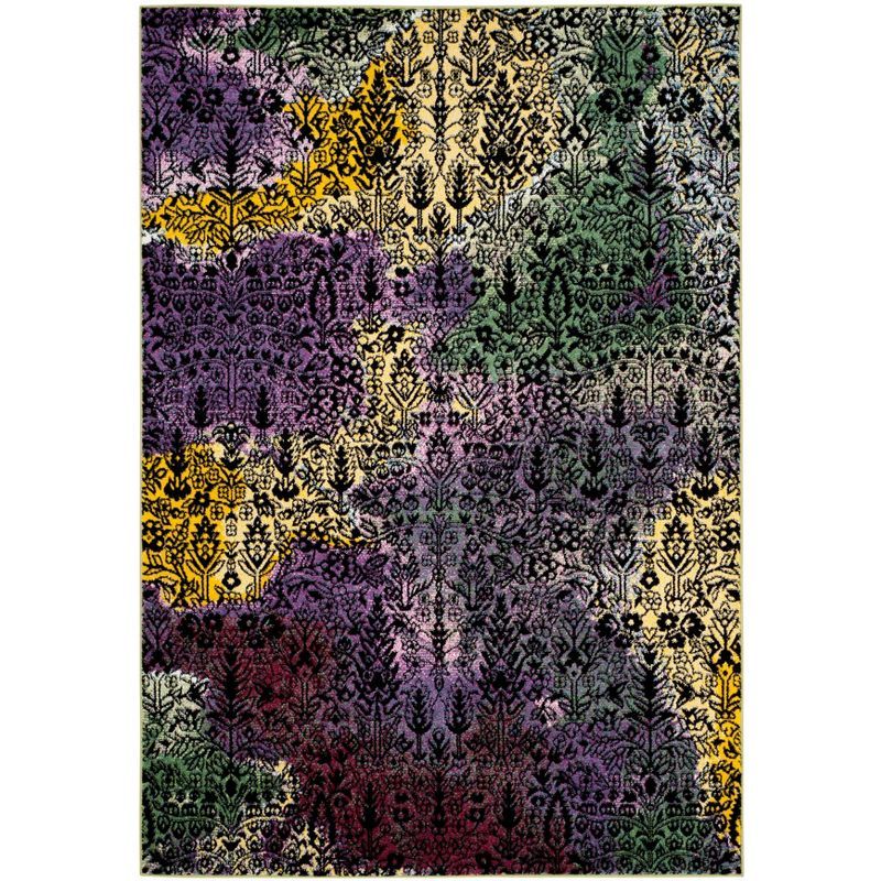 Mid-Century Modern Abstract Synthetic Area Rug, 5'3" x 7'6", Multicolor