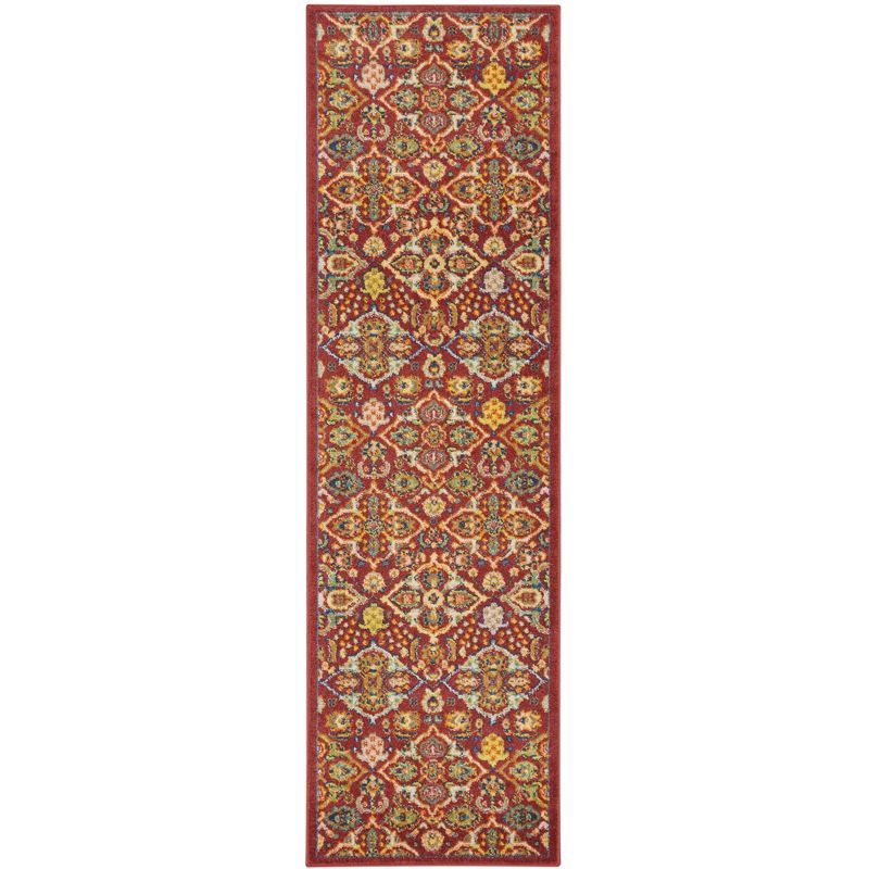 Allur Red Multicolor Floral Synthetic 27" Area Rug