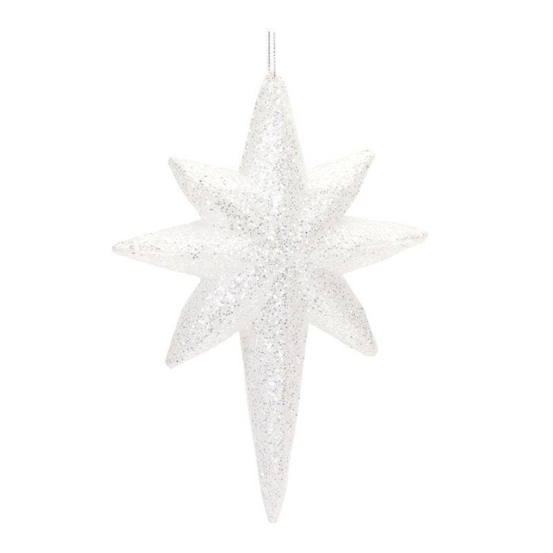 Melrose Clear Acrylic Glitter Star Ornaments Set of 12