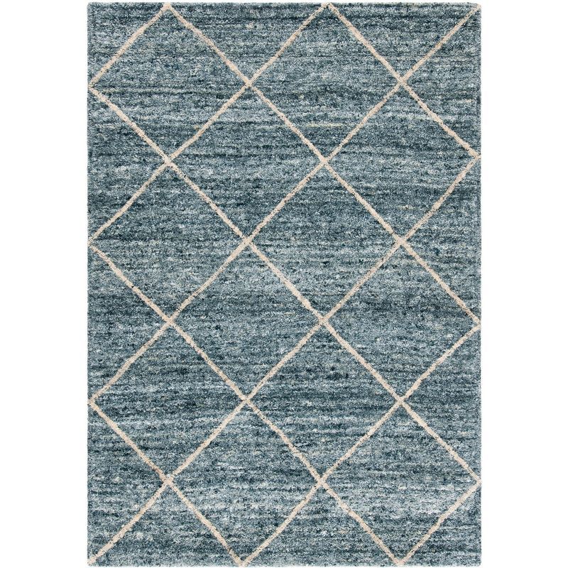 Hand-Loomed Artisan Blue Wool Rug, 4' x 6', Transitional Tufted Design