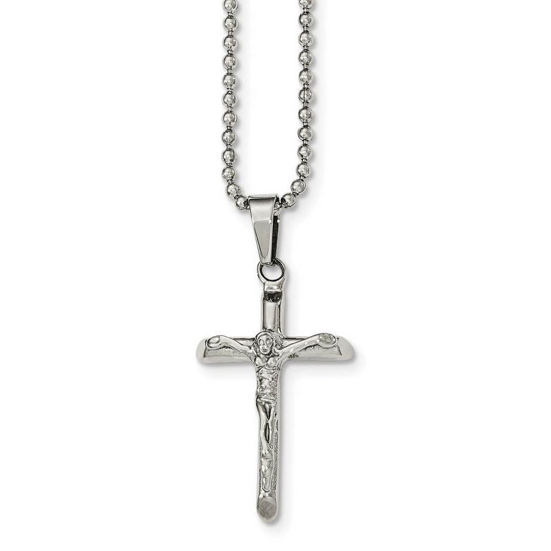 Stainless Steel Crucifix Pendant with Ball Chain, 20 Inch