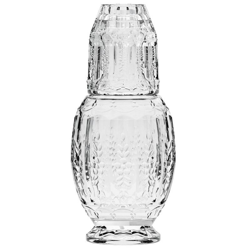 Elegant Clear Crystal Bedside Carafe with Tumbler Lid