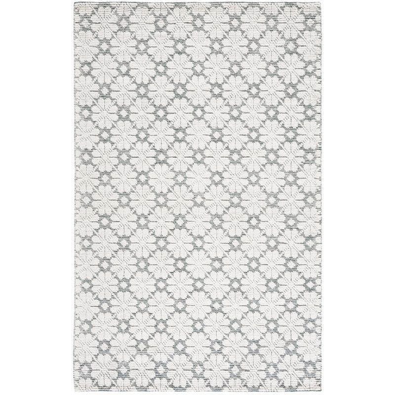 Elegant Ivory Wool 5' x 8' Hand-Knotted Area Rug