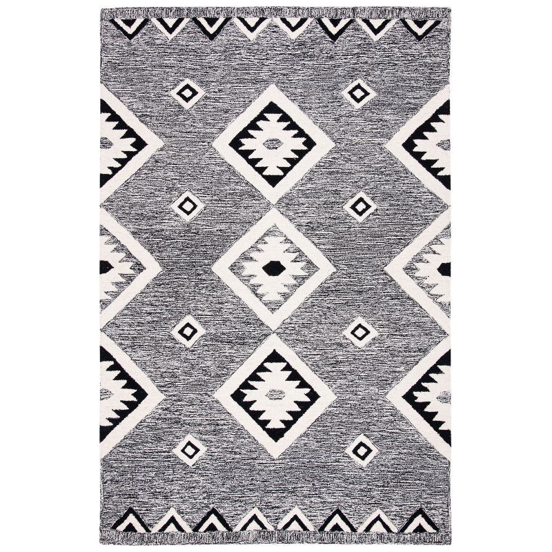 Aspen Black and Ivory Handmade Wool Area Rug