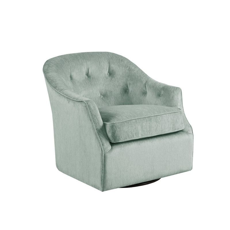 Light Blue Velvet Swivel Club Chair with Wood Frame