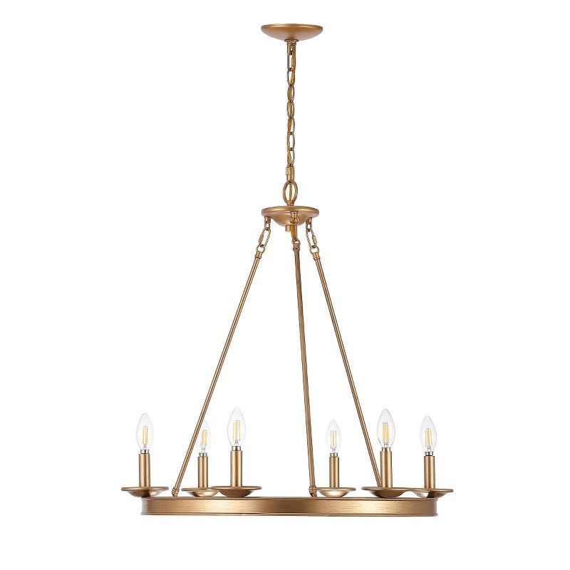 Elegant Gold Painted Iron 6-Light Adjustable Chandelier