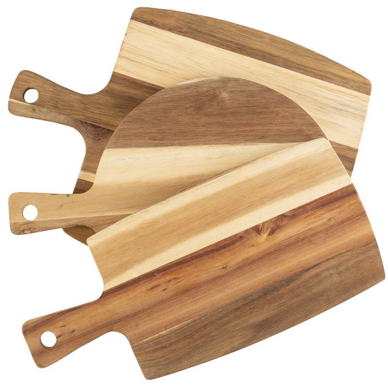 Classic Acacia Wood 3-Piece Cutting Board Set with Handles