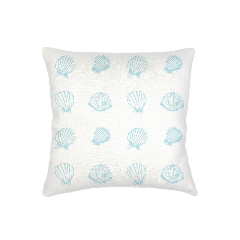 Aqua Shell Printed Linen Euro Pillow with Down Alternative Insert