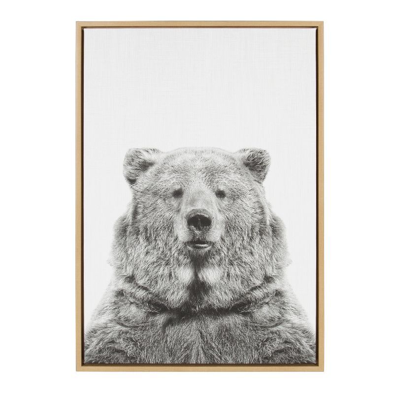 Large Black and White Bear Portrait Framed Canvas Art