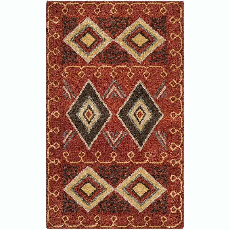 Handmade Red Wool Tufted Rectangular Area Rug 3' x 5'